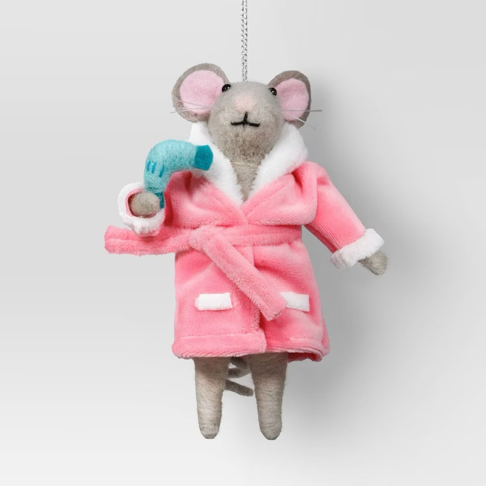 Christmas Felted Wool Mouse with Hairdryer Ornament - Wondershop™